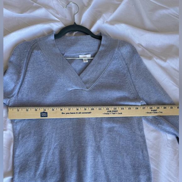 J. JILL Overlapping V Neck‎ Sweater XS Cotton Blend Blue Cozy Comfy luxury NEW - Picture 4 of 10